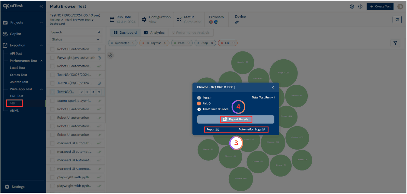 Multi Browser Test ReportDrawer